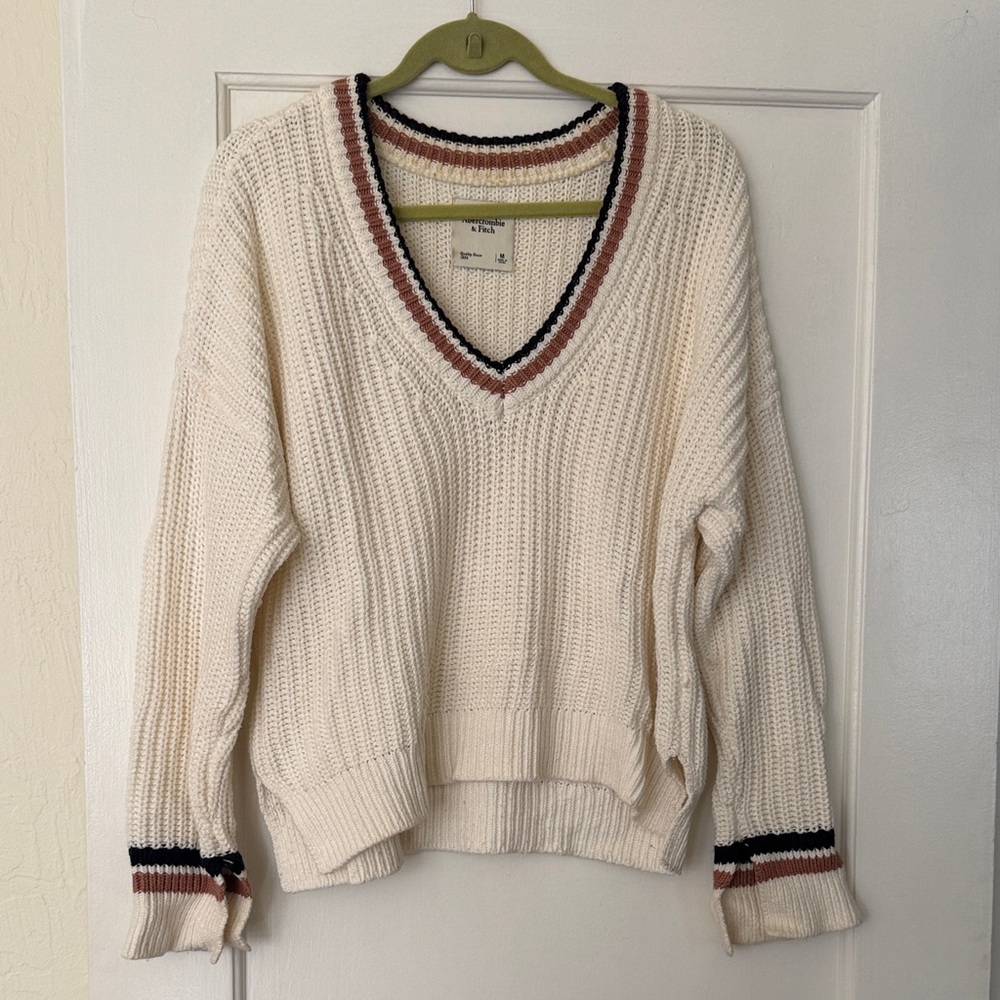 Women's Cream V-Neck Sweater